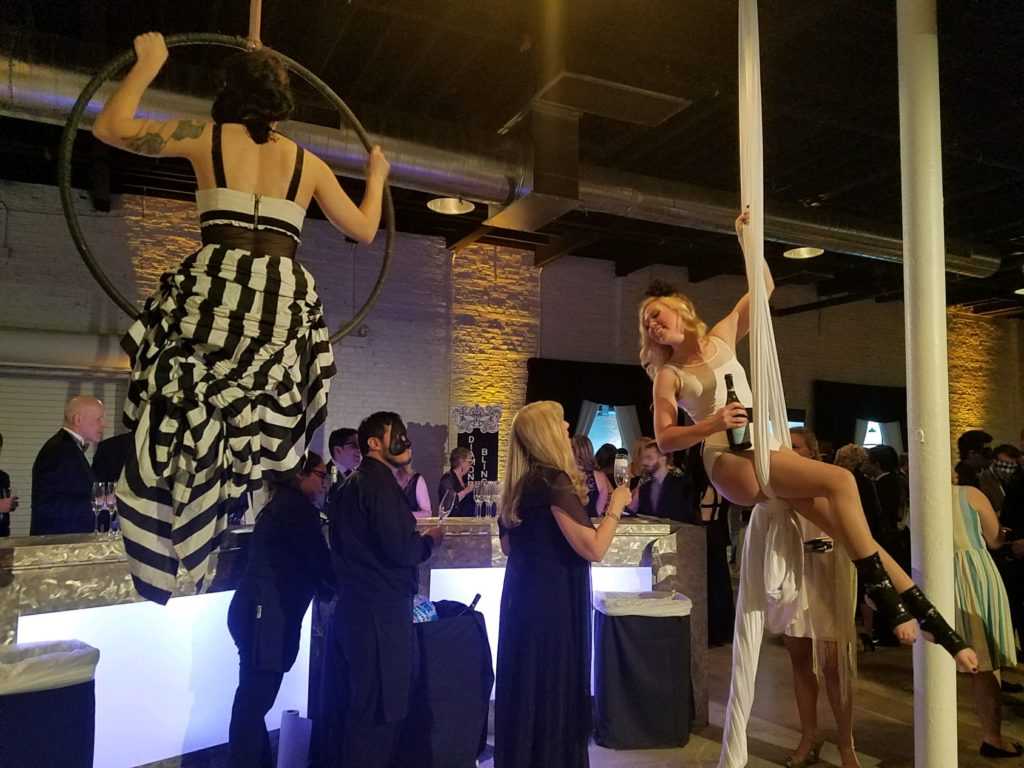 aerial aerialists at corporate event