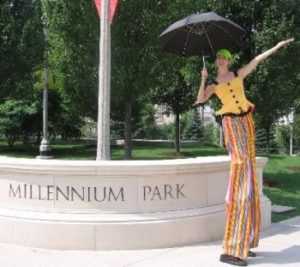 stilt walker for outdoor wedding